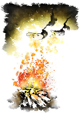 PSD 일러스트 캘리그라피 붓터치 따뜻함 신체부위 추위 양손 장작 모닥불 번짐 국내일러스트 손 불 사람 파일형식 효과