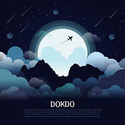 구름 아시아 일러스트 비행기 한국 사람없음 관광지 세계 달 유성 신비 태극 독도 랜드마크 서도 동도 국내일러스트 AI파일 자연요소 문양 나라 섬 여행 컨셉 항공교통 대중교통 파일형식 벡터