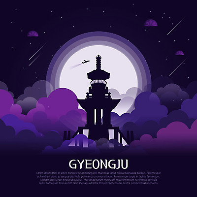 구름 한국문화 전통 아시아 일러스트 비행기 사람없음 관광지 세계 전통무늬 탑 달 경주 유성 신비 다보탑 랜드마크 국내일러스트 AI파일 자연요소 동양문화 건축물 나라 여행 컨셉 무늬 항공교통 대중교통 한국 석탑 경상북도 불국사 파일형식 벡터