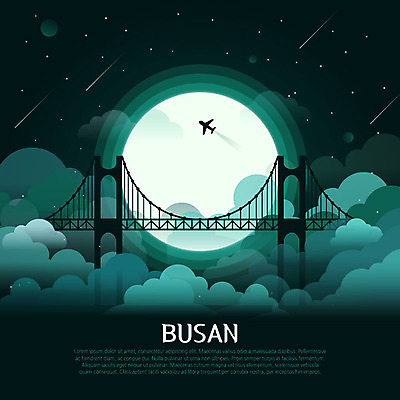 구름 아시아 바다 일러스트 비행기 한국 사람없음 관광지 세계 달 유성 신비 부산 광안대교 랜드마크 가교 국내일러스트 AI파일 자연요소 건축물 나라 여행 컨셉 항공교통 대중교통 다리_건축물 파일형식 벡터