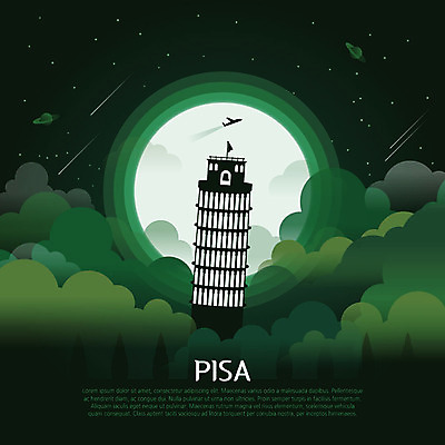 구름 유럽 일러스트 비행기 사람없음 관광지 세계 탑 이탈리아 행성 달 유성 신비 피사의사탑 랜드마크 국내일러스트 AI파일 자연요소 건축물 나라 여행 컨셉 항공교통 대중교통 우주 세계문화유산 파일형식 벡터