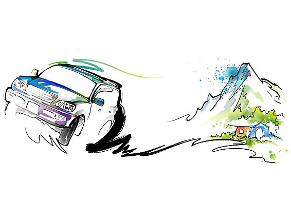 PSD 일러스트 캘리그라피 자동차 자연 붓터치 산 텐트 사람없음 야외 숲 국내일러스트 육상교통 캠핑도구 생태계 파일형식