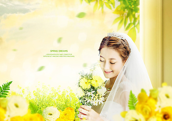PSD 편집이미지 여자 꽃 신부 부케 웨딩드레스 꽃밭 한명 미소 사람 상반신 20대 성인 야외 옆모습 햇빛 노란색 봄 한국인 화사함 싱그러움 프리지어 성인여자한명만 이미지편집 식물 1 드레스 계절 뷰포인트 컬러 꽃다발 결혼 컨셉 표정 동양인 청년 태양 여자한명만 성인여자만 파일형식