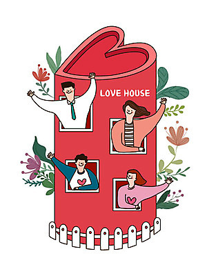 여자 남자 행복 어린이 일러스트 창문 가족 주택 사랑 미소 사람 여러명 상반신 성인 울타리 희망 기쁨 하트 풀잎 복지 즐거움 손인사 국내일러스트 AI파일 모양 감정 다수 잎 관계 표정 건물 담장 인사 풀_식물 사회이슈 파일형식 벡터