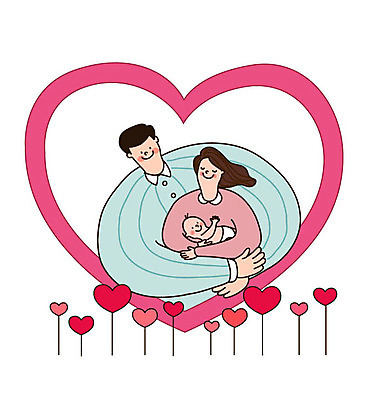 여자 남자 행복 일러스트 가족 안기 사랑 사람 상반신 성인 세명 희망 기쁨 하트 아기 출산 복지 즐거움 저출산 국내일러스트 AI파일 모양 감정 관계 모션 사회이슈 파일형식 벡터