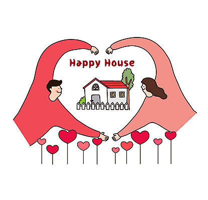 부부 커플 여자 남자 행복 일러스트 가족 신혼부부 주택 미소 사람 상반신 성인 두명 마주보기 희망 기쁨 하트 복지 즐거움 손하트 국내일러스트 AI파일 모양 감정 관계 모션 표정 손짓 건물 사회이슈 신혼 파일형식 벡터