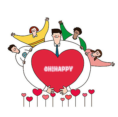 여자 남자 행복 어린이 일러스트 가족 사랑 미소 사람 여러명 상반신 성인 손들기 희망 기쁨 하트 복지 즐거움 다문화 국내일러스트 AI파일 모양 감정 다수 관계 모션 표정 사회이슈 파일형식 벡터