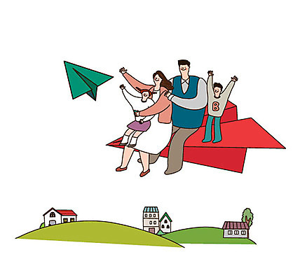 전신 여자 남자 행복 어린이 일러스트 가족 상상 주택 사랑 사람 여러명 성인 손들기 희망 기쁨 비행 종이비행기 즐거움 동산 국내일러스트 AI파일 감정 다수 관계 모션 건물 종이접기 파일형식 벡터
