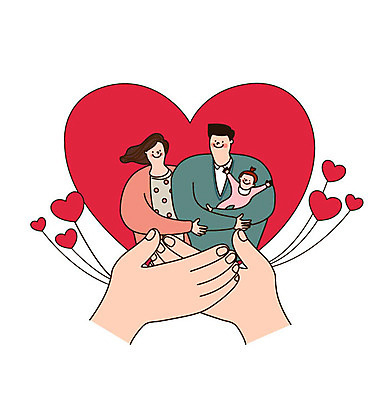 손 부부 여자 남자 행복 결혼 일러스트 가족 사랑 미소 사람 상반신 성인 신체부위 세명 희망 기쁨 하트 아기 출산 복지 즐거움 국내일러스트 AI파일 모양 커플 감정 관계 표정 이벤트 사회이슈 파일형식 벡터