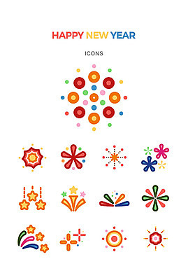 아이콘 행복 별 불꽃 새해 폭죽 불꽃놀이 사람없음 반짝임 귀여움 해피뉴이어 아기자기 2D아이콘 AI파일 자연요소 감정 컨셉 모션 놀이 불 새해인사 파일형식 벡터