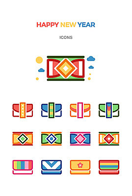 아이콘 전통 행복 편지봉투 새해 선물 사람없음 전통문양 귀여움 지갑 편지 해피뉴이어 돈봉투 새해선물 아기자기 2D아이콘 AI파일 문양 감정 컨셉 봉투 새해인사 파일형식 벡터 명절선물