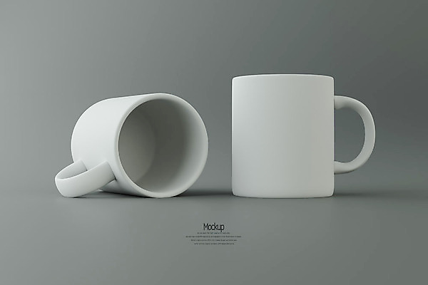 PSD 편집이미지 회색배경 사람없음 3D소스 3D 머그컵 두개 디지털합성 목업 편집3D 백그라운드 2 컵 회색 파일형식