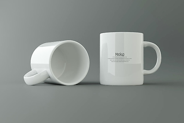PSD 편집이미지 회색배경 사람없음 3D소스 3D 머그컵 두개 디지털합성 목업 편집3D 백그라운드 2 컵 회색 파일형식