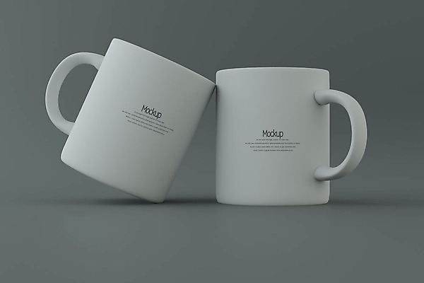 PSD 편집이미지 회색배경 사람없음 3D소스 3D 머그컵 두개 디지털합성 목업 편집3D 백그라운드 2 컵 회색 파일형식