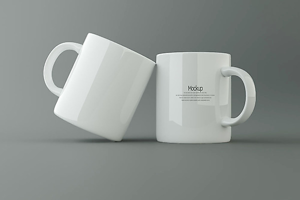 PSD 편집이미지 회색배경 사람없음 3D소스 3D 머그컵 두개 디지털합성 목업 편집3D 백그라운드 2 컵 회색 파일형식