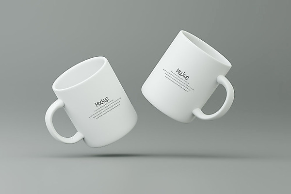 PSD 편집이미지 회색배경 사람없음 3D소스 3D 머그컵 두개 디지털합성 목업 편집3D 백그라운드 2 컵 회색 파일형식