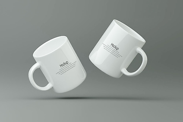 PSD 편집이미지 회색배경 사람없음 3D소스 3D 머그컵 두개 디지털합성 목업 편집3D 백그라운드 2 컵 회색 파일형식