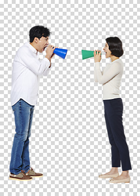 전신 편집이미지 부부 여자 남자 가족 서기 들기 성인 두명 옆모습 30대 확성기 외침 한국인 분노 싸움 PNG 성인만 편집소스 커플 감정 뷰포인트 관계 모션 사람 동양인 장년 소리 파일형식