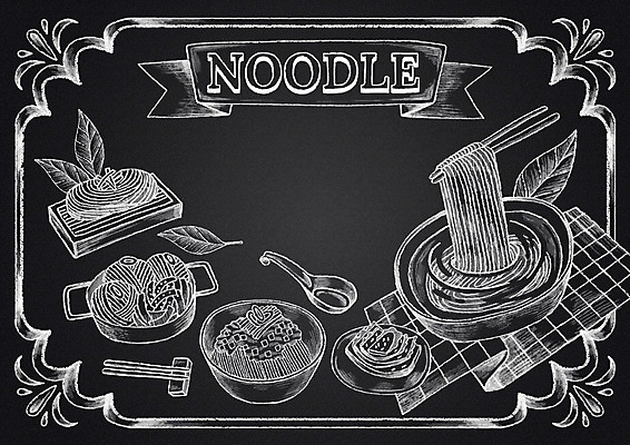 PSD 리본 음식 일러스트 젓가락 나뭇잎 김치 프레임 수저 사람없음 칠판 냄비 냉모밀 국수 초크 초크일러스트 초크아트 냄비우동 국내일러스트 식기 한식 잎 면류 솥 메밀국수 그림 우동 파일형식