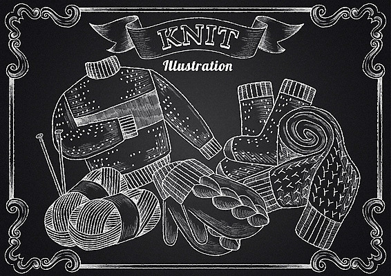 PSD 옷 리본 장갑 일러스트 양말 프레임 따뜻함 사람없음 목도리 칠판 털실 스웨터 니트 초크 초크일러스트 초크아트 국내일러스트 잡화 상의 실 그림 파일형식