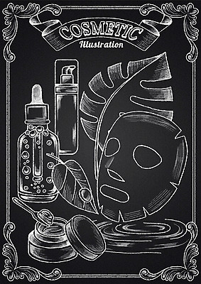 PSD 리본 일러스트 나뭇잎 프레임 사람없음 물 칠판 화장품 크림 초크 로션 초크일러스트 초크아트 마스크팩 앰플 국내일러스트 자연요소 잎 뷰티 그림 팩 파일형식