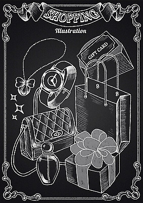 PSD 리본 일러스트 목걸이 프레임 선물 사람없음 선물상자 쇼핑 쇼핑백 칠판 핸드백 손목시계 향수 초크 결제 초크일러스트 초크아트 기프트카드 국내일러스트 시계 가방 장신구 상자 화장품 카드 그림 파일형식