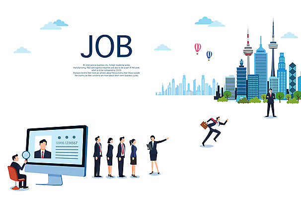 전신 여자 남자 일러스트 돋보기 서기 사람 앉기 정장 빌딩 여러명 성인 달리기 모니터 구직 열기구 도시 사원 직장인 신입사원 이력서 모집 구인구직 줄서기 채용 채용공고 채용박람회 국내일러스트 AI파일 직업 옷 다수 컨셉 비즈니스 항공교통 모션 건물 컴퓨터 구인 박람회 파일형식 벡터