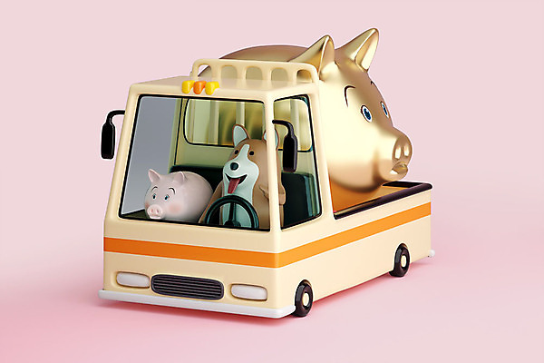 PSD 편집이미지 분홍색 백그라운드 새해 사람없음 컬러풀 3D소스 3D 운전 트럭 금색 돼지 운반 개 배송 디지털합성 2019년 편집소스 기해년 황금돼지 편집3D 컬러 포유류 모션 자동차 연도 파일형식