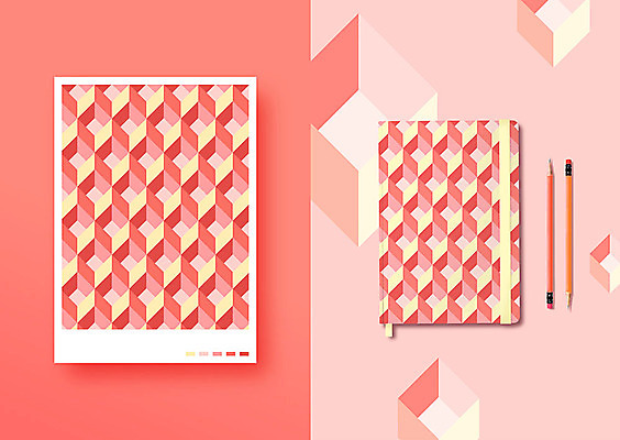 컬러 패턴 일러스트 사람없음 연필 유행 다이어리 입체 팬시 목업 리빙코랄 국내일러스트 AI파일 무늬 학용품 필기구 사무용품 파일형식 벡터 트랜드컬러 코랄