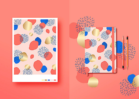 컬러 패턴 일러스트 사람없음 연필 유행 다이어리 팬시 목업 리빙코랄 국내일러스트 AI파일 무늬 학용품 필기구 사무용품 파일형식 벡터 트랜드컬러 코랄