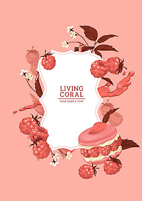 PSD 열매 꽃 컬러 백그라운드 잎 과일 일러스트 사람없음 유행 케이크 리빙코랄 국내일러스트 식물 디저트 파일형식 트랜드컬러 코랄