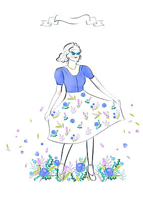 전신 PSD 원피스 여자 꽃잎 꽃밭 꽃무늬 일러스트 나뭇잎 수채화 한명 미소 사람 성인 치마 선글라스 봄 잡기 성인여자한명만 국내일러스트 1 옷 계절 꽃 안경 잎 무늬 모션 하의 표정 여자한명만 성인여자만 파일형식