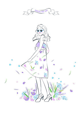 전신 PSD 원피스 여자 꽃잎 꽃 일러스트 수채화 한명 미소 사람 성인 선글라스 봄 성인여자한명만 국내일러스트 식물 1 옷 계절 안경 표정 여자한명만 성인여자만 파일형식