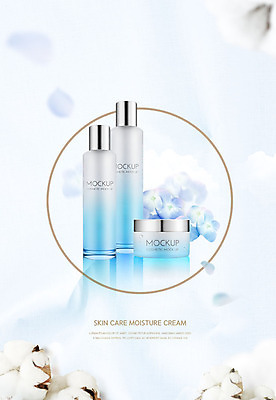 PSD 편집이미지 꽃잎 꽃 따뜻함 사람없음 파란색 뷰티 봄 화장품 솜 크림 향기 화사함 스킨케어 낙화 목화꽃 목업 카피스페이스 흩날리기 이미지편집 식물 계절 컬러 컨셉 모션 공백 냄새 파일형식