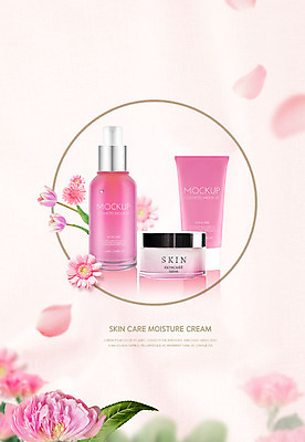 PSD 편집이미지 꽃잎 꽃 분홍색 잎 따뜻함 사람없음 뷰티 봄 화장품 크림 향기 화사함 스킨케어 낙화 목업 카피스페이스 흩날리기 이미지편집 식물 계절 컬러 컨셉 모션 공백 냄새 파일형식