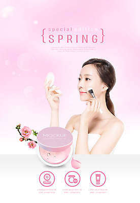 PSD 편집이미지 응시 여자 꽃잎 분홍색 한명 사람 상반신 20대 성인 옆모습 뷰티 봄 한국인 화사함 메이크업브러쉬 팩트 목업 의료성형뷰티 성인여자한명만 카피스페이스 이미지편집 1 시선 계절 꽃 뷰포인트 컬러 컨셉 동양인 청년 화장품 공백 붓 여자한명만 성인여자만 파일형식