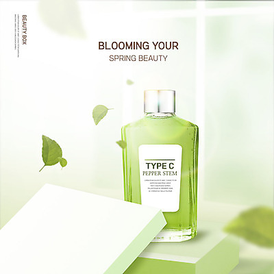 PSD 편집이미지 꽃잎 꽃 유리병 나뭇잎 따뜻함 사람없음 연두색 상자 뷰티 봄 화장품 용기 향수 향기 낙화 흩날리기 이미지편집 식물 그릇 계절 잎 모션 병_용기 초록색 냄새 파일형식