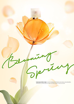 PSD 편집이미지 꽃잎 꽃 따뜻함 사람없음 뷰티 주황색 봄 화장품 향수 향기 낙화 카피스페이스 흩날리기 이미지편집 식물 계절 컬러 모션 공백 냄새 파일형식