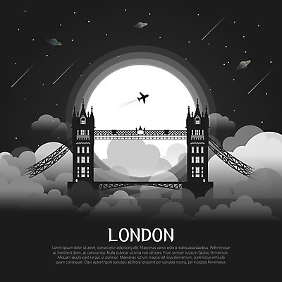 구름 유럽 별 여행 일러스트 영국 비행기 사람없음 관광지 세계 검은색 행성 회색 달 유성 신비 타워브릿지 런던 랜드마크 국내일러스트 AI파일 자연요소 나라 컬러 컨셉 항공교통 대중교통 우주 파일형식 벡터