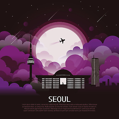 구름 여행 일러스트 비행기 서울 한국 사람없음 관광지 세계 달 유성 신비 국회의사당 남산 63빌딩 남산타워 랜드마크 여의도 국내일러스트 AI파일 자연요소 아시아 컨셉 항공교통 대중교통 빌딩 파일형식 벡터