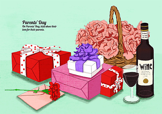 PSD 행복 와인잔 일러스트 선물 사람없음 선물상자 와인 어버이날 편지 카네이션 감사 꽃바구니 가정의날 국내일러스트 카드프레임 기념일 꽃 감정 술잔 프레임 주류 상자 바구니 파일형식