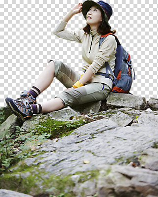 전신 편집이미지 응시 여자 배낭 휴식 한명 사람 앉기 20대 성인 옆모습 등산 한국인 바위 등산복 산등성이 등산모자 PNG 멀리보기 성인여자한명만 모자_잡화 1 시선 옷 뷰포인트 컨셉 가방 모션 산 동양인 청년 트래킹 돌_바위 여자한명만 성인여자만 파일형식
