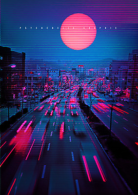 PSD 편집이미지 도로 야경 가로등 자동차 빌딩 사람없음 건물 빛 컬러풀 달 도시 화려 가로수 모던 네온 이미지편집 자연요소 건축물 공공시설 길 육상교통 컬러 컨셉 교통시설 야간 파일형식 풍경_경치