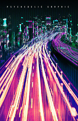 PSD 편집이미지 도로 야경 가로등 빌딩 사람없음 빛 컬러풀 도시 화려 모던 네온 이미지편집 공공시설 길 컬러 컨셉 교통시설 건물 야간 파일형식 풍경_경치