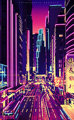 PSD 편집이미지 도로 야경 간판 빌딩 사람없음 건물 빛 컬러풀 도시 화려 모던 네온 이미지편집 건축물 길 컬러 컨셉 교통시설 야간 파일형식 풍경_경치