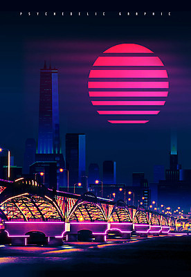 PSD 편집이미지 도로 야경 빌딩 사람없음 건물 빛 컬러풀 달 도시 화려 모던 네온 가교 이미지편집 자연요소 건축물 길 컬러 컨셉 교통시설 야간 파일형식 풍경_경치