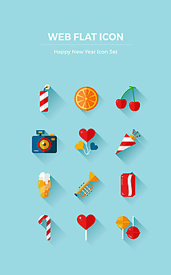 행복 하늘색 오렌지 새해 맥주 폭죽 막대사탕 사탕 사람없음 카메라 축제 하트 체리 나팔 콜라 해피뉴이어 풍선 AI파일 모양 감정 악기 과일 디저트 주류 파란색 전자제품 새해인사 탄산음료 파일형식 벡터