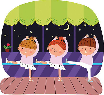 전신 여자 남자 별 어린이 일러스트 수업 사람 세명 초승달 발레 즐거움 발레복 발레수업 방과후 국내일러스트 AI파일 자연요소 옷 교육 감정 달 춤 파일형식 벡터