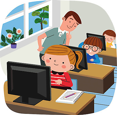 나무 학생 여자 남자 꽃 어린이 일러스트 교실 수업 사람 앉기 여러명 상반신 성인 연필 모니터 교사 공책 책상 즐거움 컴퓨터실 컴퓨터수업 방과후 국내일러스트 AI파일 식물 직업 교육 감정 가구 다수 학교 모션 문구용품 학용품 컴퓨터 필기구 파일형식 벡터