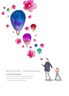 전신 PSD 여자 남자 꽃 아들 어린이 일러스트 엄마 수채화 따뜻함 사람 성인 만세 열기구 즐거움 감성 국내일러스트 모자관계 식물 감정 컨셉 가족 항공교통 모션 파일형식